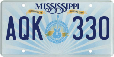 MS license plate AQK330