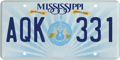 MS license plate AQK331