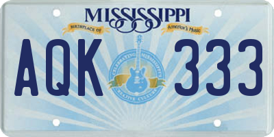 MS license plate AQK333