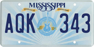 MS license plate AQK343