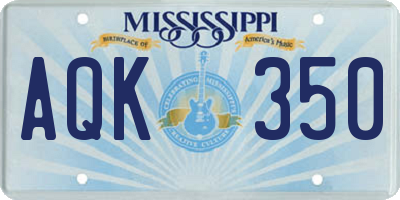 MS license plate AQK350
