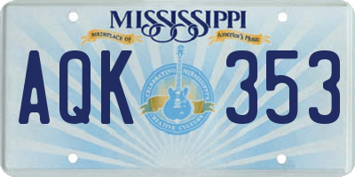MS license plate AQK353