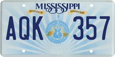 MS license plate AQK357