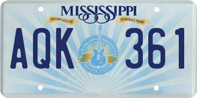MS license plate AQK361