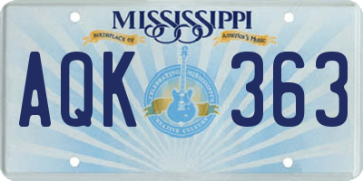 MS license plate AQK363
