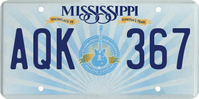 MS license plate AQK367