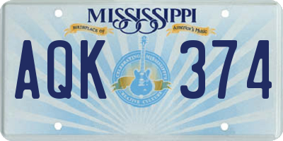 MS license plate AQK374