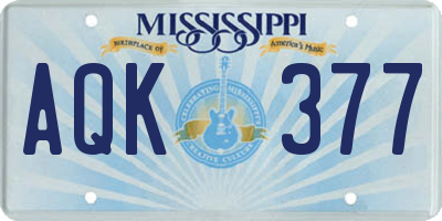MS license plate AQK377