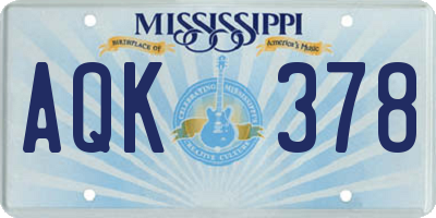 MS license plate AQK378