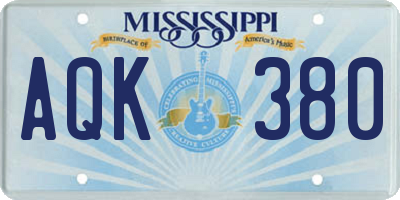MS license plate AQK380