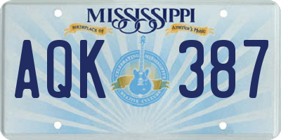 MS license plate AQK387
