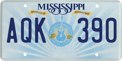 MS license plate AQK390