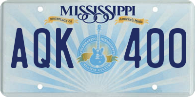 MS license plate AQK400