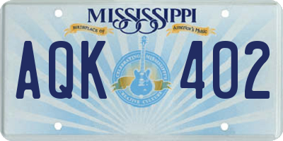 MS license plate AQK402