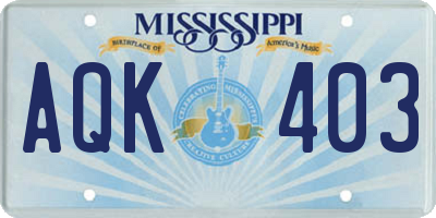 MS license plate AQK403