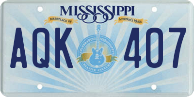 MS license plate AQK407