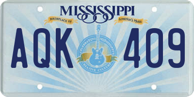 MS license plate AQK409