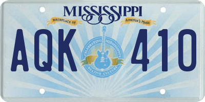 MS license plate AQK410