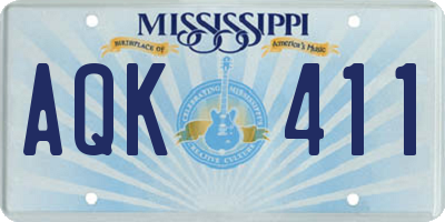 MS license plate AQK411