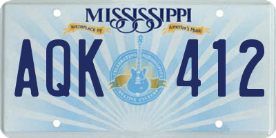 MS license plate AQK412