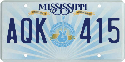 MS license plate AQK415