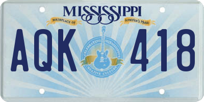 MS license plate AQK418