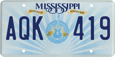 MS license plate AQK419