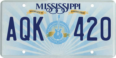 MS license plate AQK420