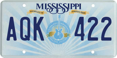 MS license plate AQK422