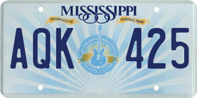 MS license plate AQK425