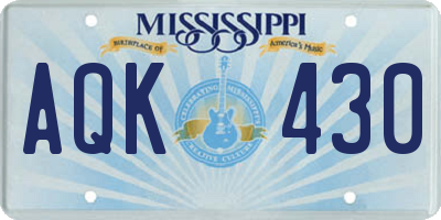 MS license plate AQK430