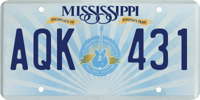 MS license plate AQK431