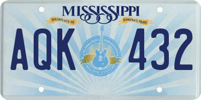 MS license plate AQK432