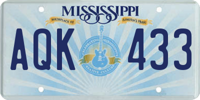 MS license plate AQK433
