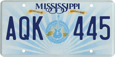 MS license plate AQK445