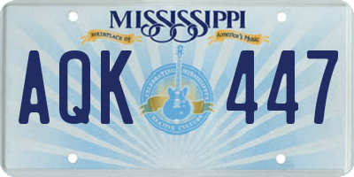 MS license plate AQK447