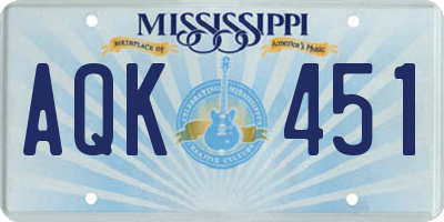 MS license plate AQK451