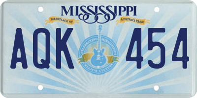 MS license plate AQK454