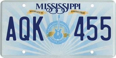MS license plate AQK455