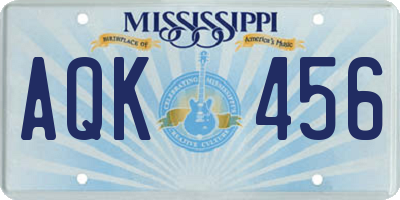 MS license plate AQK456