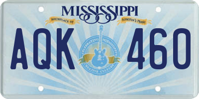 MS license plate AQK460