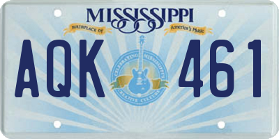 MS license plate AQK461