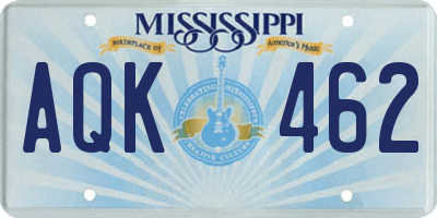 MS license plate AQK462