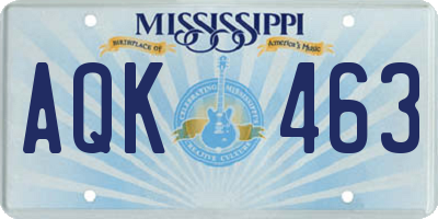 MS license plate AQK463