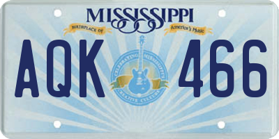 MS license plate AQK466