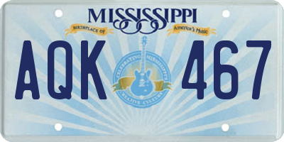 MS license plate AQK467