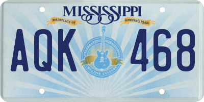 MS license plate AQK468