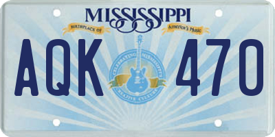 MS license plate AQK470