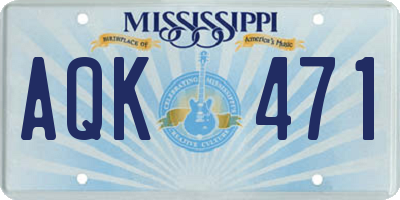 MS license plate AQK471