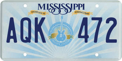 MS license plate AQK472